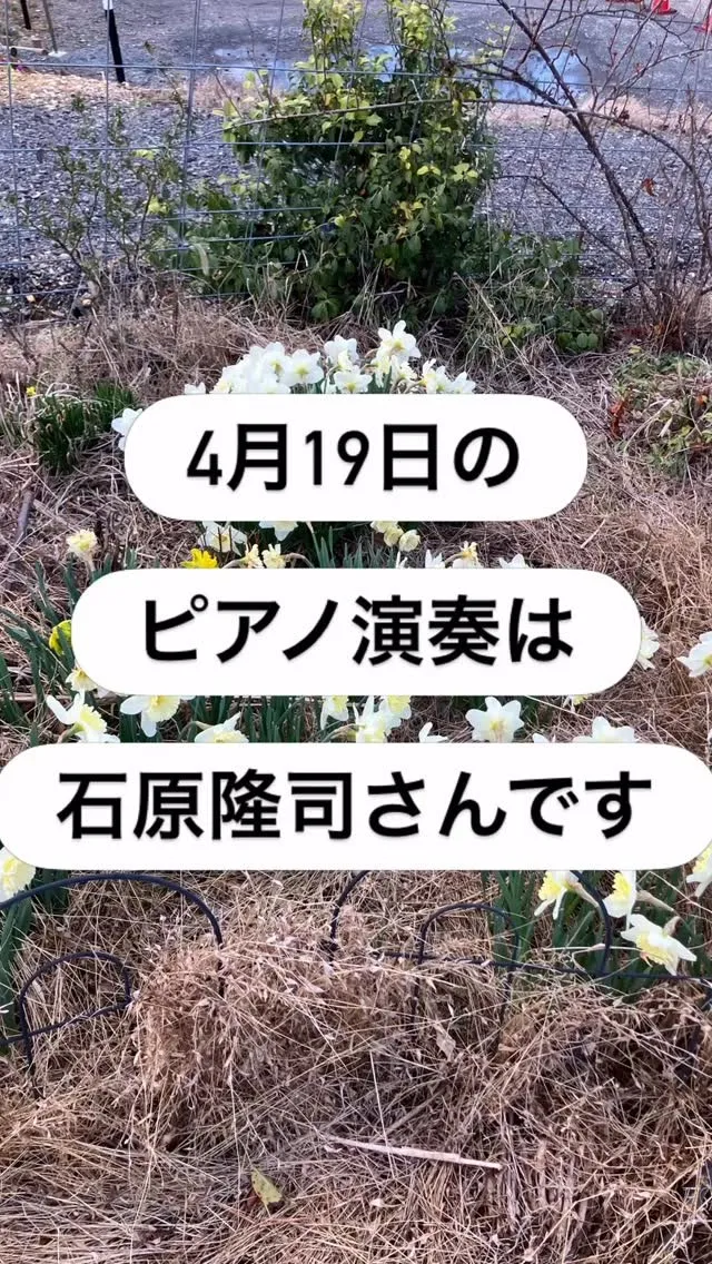 4月19日、石原隆司さんのピアノ演奏があります。